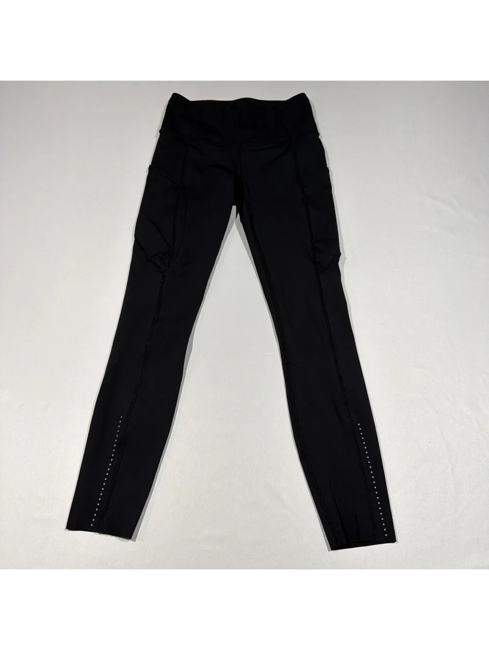 Lululemon Fast Free Black Size 4 Full Length Leggings Pockets Reflective